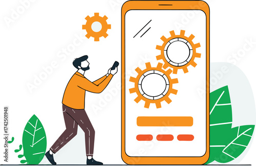 Software Update and OS Upgrade Concept.System Update and OS Upgrade Conceptual Vector..eps