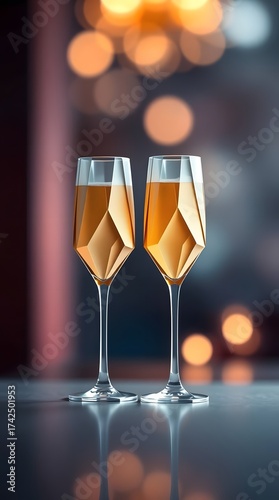 Illustration of Abstract glasses. Concept image. Standing Vertical image.