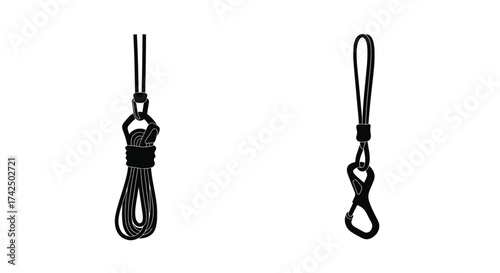 Black and white illustration of two different rope loops and knots