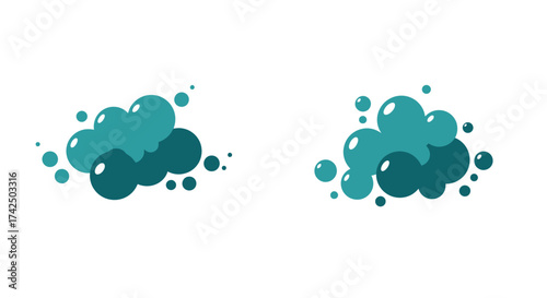 Abstract teal bubble clusters on a plain white background illustration