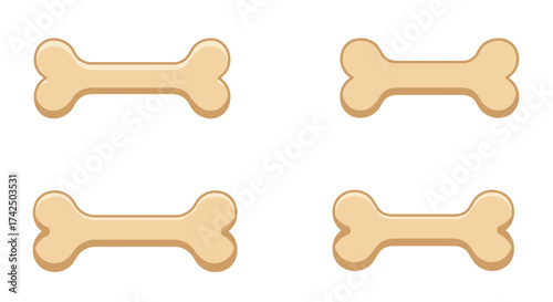 Four cartoon dog bones arranged in a simple square pattern