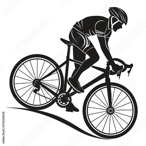 Silhouette Vector of Bicycle on Road – Minimal and Modern Cycling Illustration
