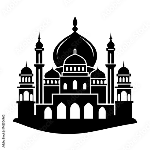 Flat silhouette mosque skyline illustration vector graphic scalable islamic architecture icon eps