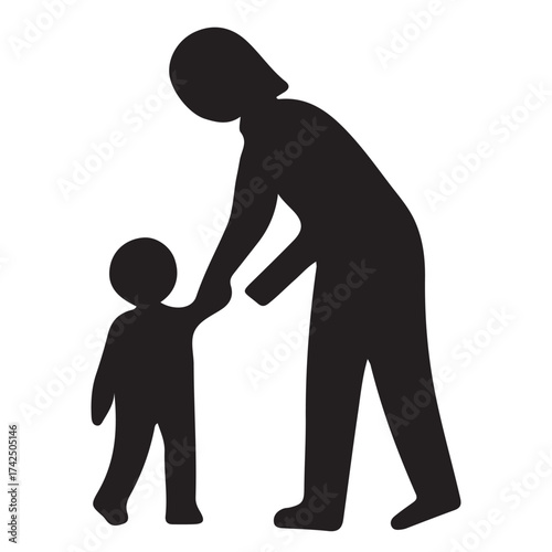 Parent and Child Silhouette Holding Hands — Family Care and Love Concept