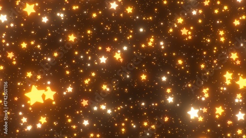 Night Bed Time Gold Yellow Glow Stars Sparkling Raining Falling Down - Abstract Background Texture