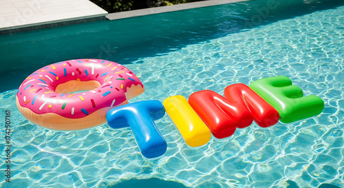 Inflatable Pool Time Floaties: Donut and Letter Design
