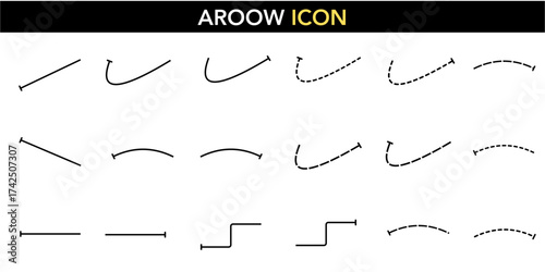 Bar Endpoint Connector Line Icon Set - Perpendicular Cap Bracket Terminus T-Bar Connection Path Measurement Graphic Solid Dashed Dotted Vector UI Element Technical Diagram Dimension Engineering 