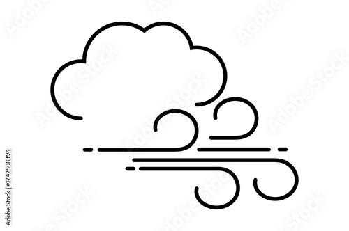 Windy weather line icon with cloud