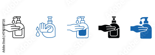 WebHand Sanitizer Icons Conveying Health, Hygiene, and Prevention, Essential for Promoting Cleanliness, Safety, and Well-being in Modern Life, Perfect for Healthcare and Educational Materials