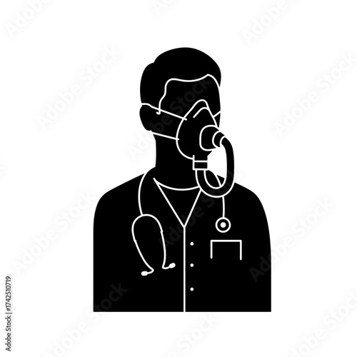 Doctor wearing oxygen mask with stethoscope for International Doctor's Day  