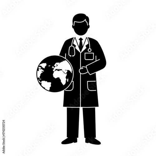 Doctor holding a globe and representing the concept of International Doctor's Day  