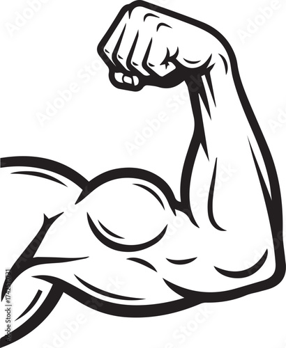 Powerful bicep flexing arm symbolizes strength fitness bodybuilding achievement and muscular power