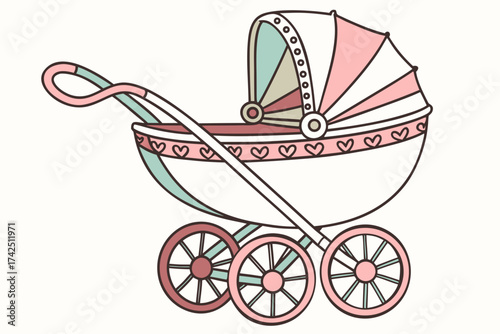 baby carriage on white background