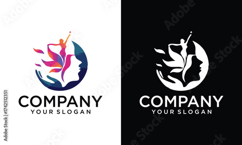 Creative Human Face Tree Nature Logo Design Vector Template Icon