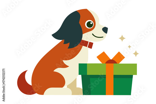 dog and gift box
