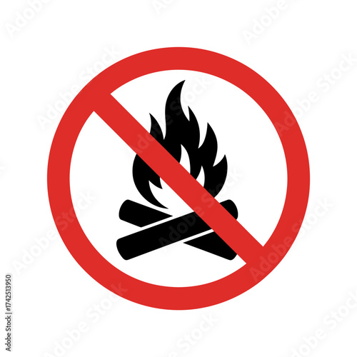 Vector art of no campfire sign, prohibition symbol vector design
