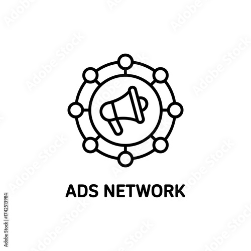 Vector art of ads network icon, advertising and marketing concept