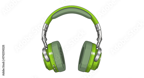 Stylish Green Headphones Illustration for Audio Enthusiasts and Music Lovers delight