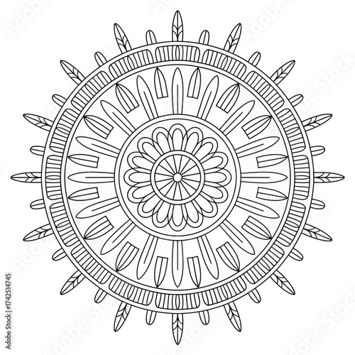 Intricate circular floral mandala vector illustration scalable eps art for decorative design projects silhouette vector illustration white background