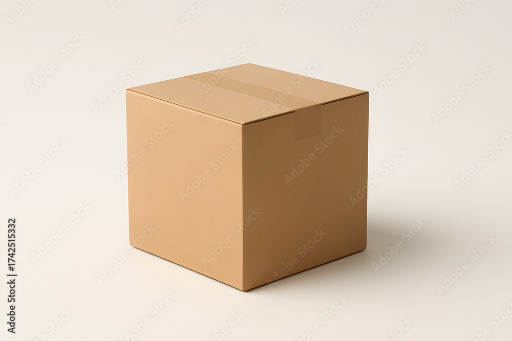 Fototapeta premium Kraft paper box mockup with soft shadows and clean design