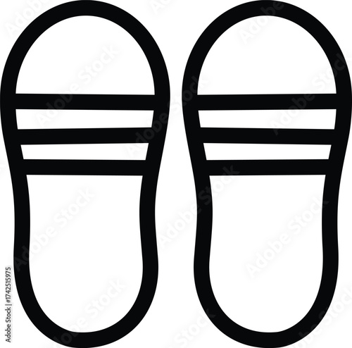 simple black outline icon of a pair of sandals or slippers
