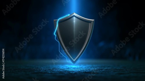 Cyber security shield with blue glow environment concept
