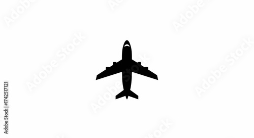 Airplane silhouette on white background, minimalist design and modern concept
