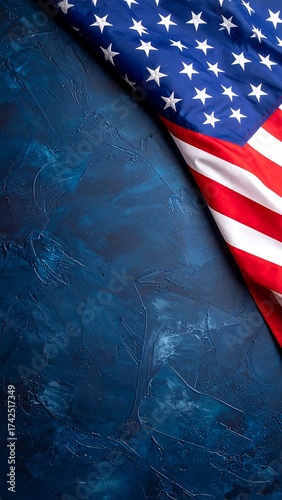 American Flag on Dark Blue - A Symbol of Patriotism and Remembrance.