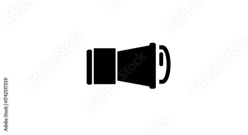Black silhouette illustration of a megaphone on a white background image