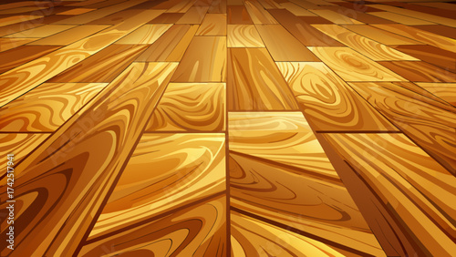 Elegant oak wood flooring texture, smooth polished surface with natural grain patterns, warm golden-brown tones, realistic vector design, perfect for interior visualization, luxury homes, and architec