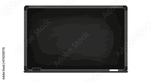 Illustration of a clean and empty school chalkboard with chalk and duster