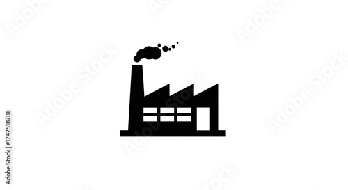 Illustrative depiction of a factory emitting smoke, conveying industrial production