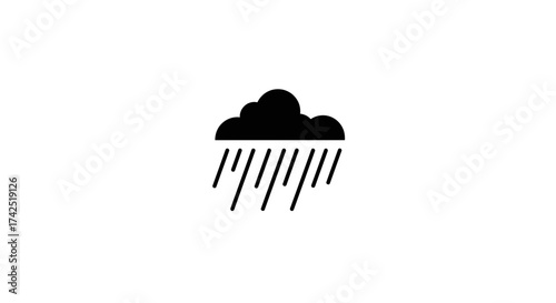 Minimalist rain cloud icon on white background depicting stormy weather