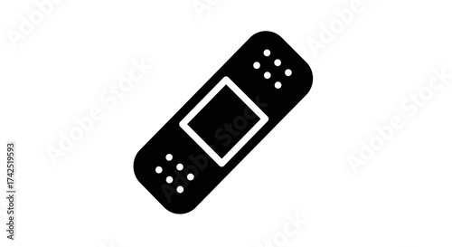 Simple black and white icon illustration of a bandage for health care and wounds