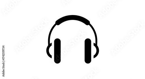 Sleek black headphones icon on a clean white backdrop for creative projects