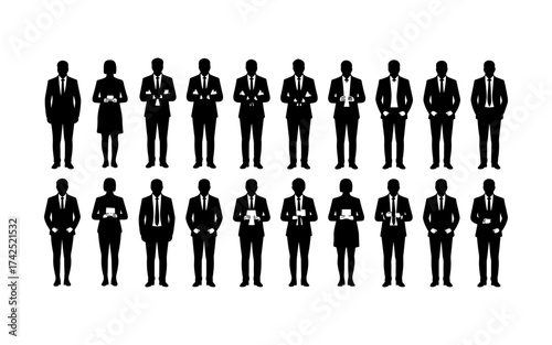 Business people silhouettes vector illustration design, diverse group of male and female business isolated, entrepreneurial, working, corporate staff, office work environment, leadership and success