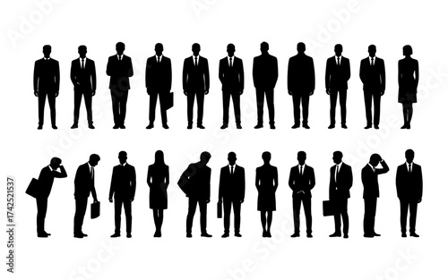 Business people silhouettes vector illustration design, diverse group of male and female business isolated, entrepreneurial, working, corporate staff, office work environment, leadership and success
