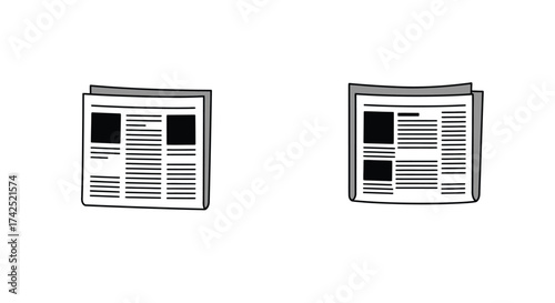Simple illustration of two newspapers with black and white design