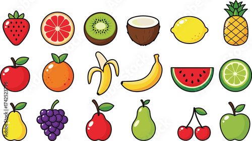 set of fruits and vegetables
