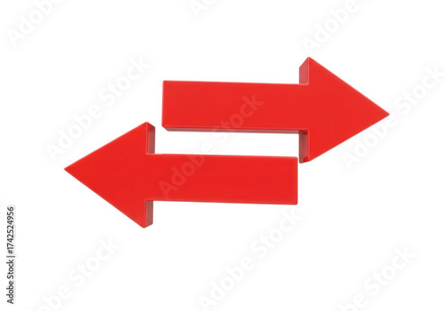 Two red arrows are displayed, facing opposite directions, symbolizing exchange, transfer, or reversal. The image represents the concept of interchange and reciprocity.