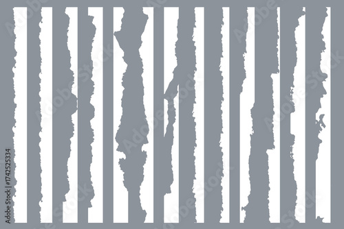 White Torn Paper pieces set. Paper sheet with Ripped edges.Torn white paper, torn edges of sheet vector eps 10
