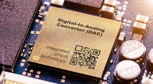 Digital-to-Analog Converter (DAC) IC converting digital signals into analog signals.