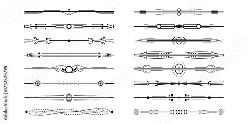 Set Black Simple Line Collection Doodle Border Elements Vector Design Style Sketch Isolated Illustration For Banner