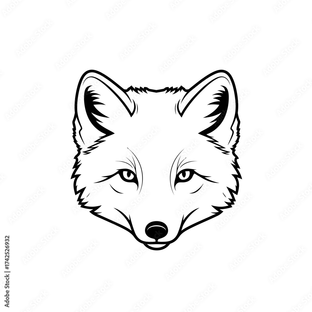 Obraz premium Detailed Line Art Illustration of a Fox Head with Intense Gaze.