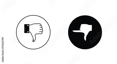Two thumbs down icons presented in color and monochromatic styles