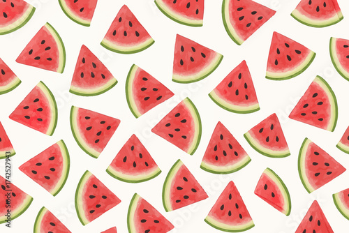 Pattern of watermelon slices on white background