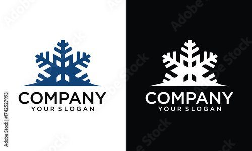 Creative snowflake for refrigeration logo design	