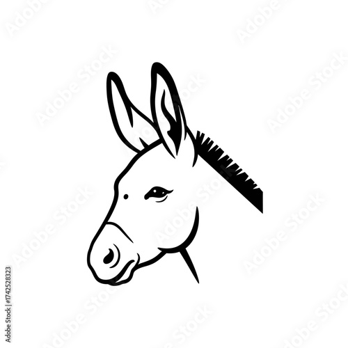 Detailed Line Art of a Donkey Head Profile.