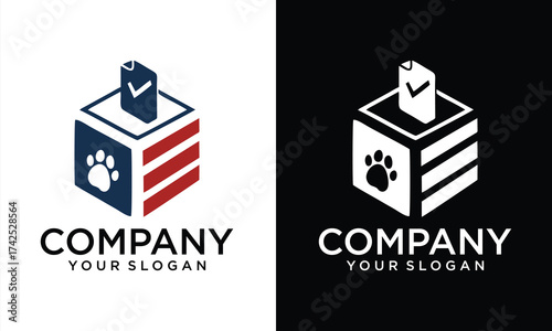 Creative Cardboard box and paw print vector icon. filled flat sign for mobile concept and web design. Pets donation box glyph icon. Symbol, logo illustration. Vector graphics