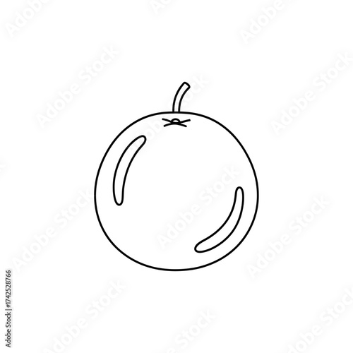 Simple Line Art Drawing of a Fresh Orange Fruit.